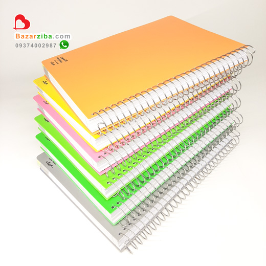 خرید دفتر سیمی 200 برگ بزرگ خط دار با جلد طلقی رنگی طرح ساده با حاشیه کاغذ 4 رنگ مشخصات و قیمت